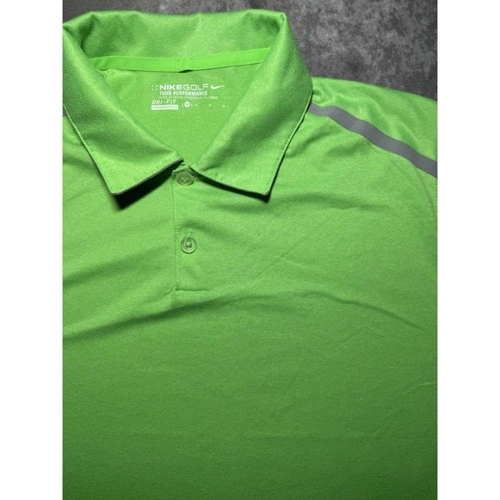 NIKE Golf Shirt Mens M Lime Green/Grey PGA Tour Performance Polo